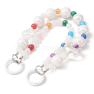 Resin & Acrylic Beaded Mobile Straps, Multifunctional Chain, with Alloy Spring Gate Rings, Heart & Moon & Round, Colorful, 255mm(HJEW-JM01137)