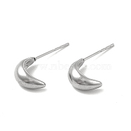 304 Stainless Steel Stud Earing for Women Men, Moon, Stainless Steel Color, 10x5mm, Pin: 0.6mm(EJEW-P216-01P)