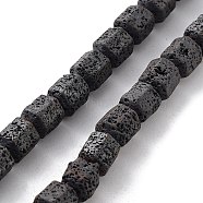 Natural Lava Rock Beads Strands, Frosted, Hexagon, 8x7x6mm, Hole: 1mm, about 52pcs/strand, 15.94''(40.5cm)(G-H303-C08)