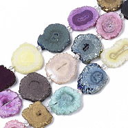 Electroplated Natural Quartz Beads Strands, Solar Quartz, Dyed, Flower, 10~27x10~22x4~5mm, Hole: 1.2mm, about 9~10pcs/strand, 7.87 inch(20cm)(G-R461-04)