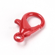 Baking Painted Alloy Lobster Claw Clasps, Red, 12x6.5x3.5mm, Hole: 1.4mm, about 20pcs/bag(PALLOY-TAC0001-03E)