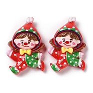 Funny Opaque Resin Cabochons, Clown, Red, 35.5x23.5x9mm(RESI-Z010-01C)