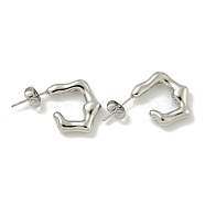 Non-Tarnish 304 Stainless Steel Stud Earrings, Polished, C-Shaped, Stainless Steel Color, 18x4mm(EJEW-G400-03P)