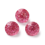 Glass Rhinestone Cabochons, Point Back & Back Plated, Faceted, Round, Fuchsia, 6.2x5mm(RGLA-G020-05A-502AM)
