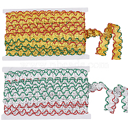 2 Cards 2 Colors Polyester Braided Lace Ribbon, Wavy Ribbon, Clothing Accessories, Mixed Color, 1 inch(26.5mm), about 14.76 Yards(13.5m)/card, 1 card/color(OCOR-FH0001-23)