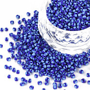 12/0 Glass Seed Beads, Opaque Colours Seep, Blue, 2mm, hole: 0.8mm(SEED-S005-8)