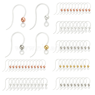 72Pcs 4 Colors Transparent Resin Earring Hooks, with 316 Stainless Steel Round Beads and Horizontal Loops, Mixed Color, 16x12x3mm, Hole: 1.2mm, 21 Gauge, Pin: 0.7mm, 18Pcs/color(RESI-CA0001-44)