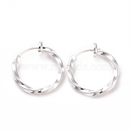 Electroplated Brass Twisted Tubular Hoop Earrings for Women, Silver, 15x4mm, Pin: 0.7mm(EJEW-G299-01A-S)