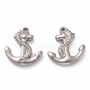 304 Stainless Steel Pendants, Anchor, Stainless Steel Color, 20x19x4mm, Hole: 1.8mm(STAS-O140-12P)