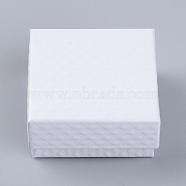 Cardboard Jewelry Set Boxes, with Sponge Inside, Square, White, 7.3x7.3x3.5cm(CBOX-Q035-27A)