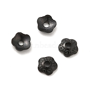 304 Stainless Steel Bead Caps, Flower, 5-Petal, Electrophoresis Black, 4x4x1mm, Hole: 1mm(STAS-N0005-01EB)