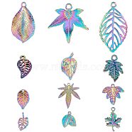 SUPERFINDINGS 24Pcs 12 Style Alloy Pendants, Cadmium Free & Lead Free, Mixed Shape, Rainbow Color, 15~48x10~31x1~4.5mm, Hole: 1.2~3mm, 2pcs/style(FIND-FH0004-36)