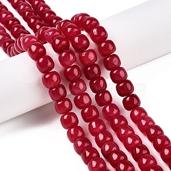 Dyed Natural White Jade Beads Strands, Barrel Beads, Crimson, 10x8.5~9mm, Hole: 1mm, about 43~45pcs/strand, 14.76~15.6''(37.5~39cm)(G-T138-S14)