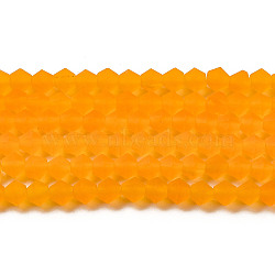 Imitate Austrian Crystal Frosted Glass Beads Strands, Grade AA, Faceted, Bicone, Orange, 4x4mm, Hole: 1mm, about 82~85pcs/strand, 12.01~12.2 inch(30.5~31cm)(EGLA-A039-T4mm-MD23)