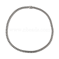 304 Stainless Steel Cuban Link Chain Necklaces, Stainless Steel Color, 23.86 inch(60.6cm)(NJEW-D050-01A-P)