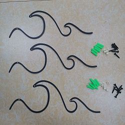 Iron Wave Wall Art Wall Decorations, with Screw and Plastic Findings, Black, 303x107x1mm, Hole: 3.8mm(DIY-WH0480-01)