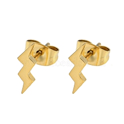 304 Stainless Steel Stud Earrings, Golden, Lightning Bolt, 10x3.5mm(EJEW-G384-02E)