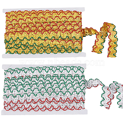 2 Cards 2 Colors Polyester Braided Lace Ribbon, Wavy Ribbon, Clothing Accessories, Mixed Color, 1 inch(26.5mm), about 14.76 Yards(13.5m)/card, 1 card/color(OCOR-FH0001-23)