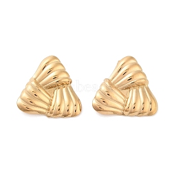 316 Surgical Stainless Steel Stud Earrings for Women, Real 18K Gold Plated, Triangle, 29x29.5mm(STAS-M062-02G-D)