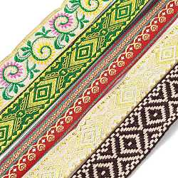 Ethnic Style Polyester Embroidery Ribbons, Jacquard Ribbon for Clothing Decoration, Mixed Color, 3/4~1-1/8 inch(18~28mm), about 4.92~8.75 Yards(4.5~8m)/Bundle(CWIR-XCP0001-22B)