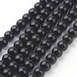 Synthetic Black Stone Beads Strands, Dyed, Round, Black, 8mm, Hole: 1mm, about 49pcs/strand, 15~16 inch(GSR044)