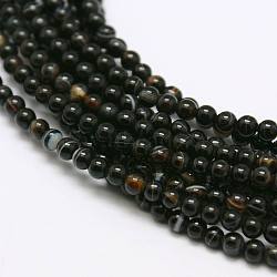 Natural Agate Bead Strands, Round, Dyed & Heated, 3mm, Hole: 0.8mm, about 126pcs/strand, 16 inch(X-G-A130-3mm-K01)