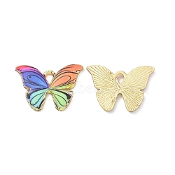 Alloy Enamel Pendants, Light Gold, Cadmium Free & Nickel Free & Lead Free, Butterfly Charm, Colorful, 15x21.5x1.5mm, Hole: 2x3mm(PALLOY-M200-01LG-J)