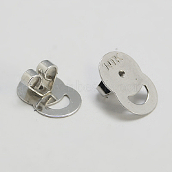 Brass Ear Nuts, Friction Earring Backs for Stud Earrings, Platinum, 12x8x5mm, Hole: 2mm(X-KK-E290-P)