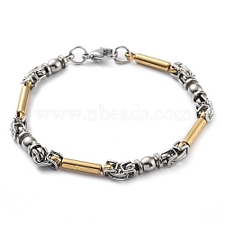 Vacuum Plating 304 Stainless Steel Column Link Chain Bracelet, Golden & Stainless Steel Color, 8-7/8 inch(22.5cm)(BJEW-Z023-10P)