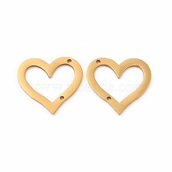 201 Stainless Steel Connector Charms, Heart Frame Links, Golden, 15x16.5x1mm, Hole: 1mm(STAS-K251-098G)