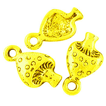 Tibetan Style Alloy Pendants, Lead Free, Cadmium Free and Nickel Free, Mushroom, Golden, Size: about 13mm long, 8mm wide, hole: 2mm