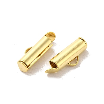 Brass Cord Ends, Column, Real 24K Gold Plated, 16x4mm, Hole: 1.5mm, Inner Diameter: 3mm