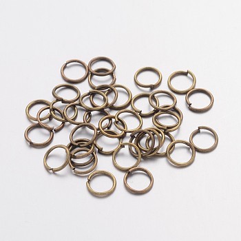 Iron Jump Rings, Open Jump Rings, Nickel Free, Antique Bronze, 6x0.7mm, 21 Gauge, Inner Diameter: 4.6mm, about 11000pcs/1000g