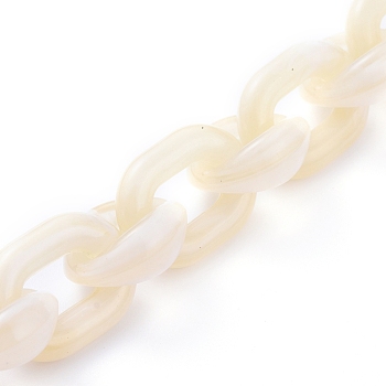 Transparent Acrylic Handmade Cable Chain, Oval, Wheat, 20x18x8mm, about 39.37 inch(1m)/strand