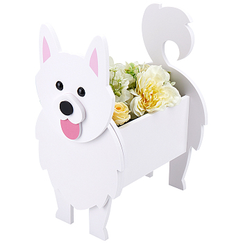 Dog Theme PVC Foam Board for DIY Flower Pot Decoration, Display Decorations, Samoyed Dog, White, 220x174x330mm