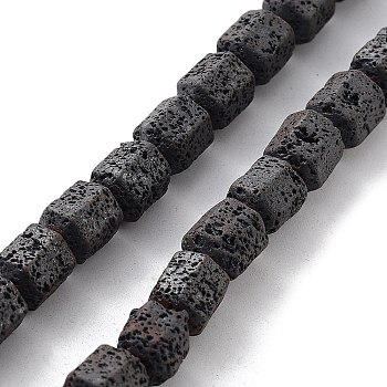 Natural Lava Rock Beads Strands, Frosted, Hexagon, 8x7x6mm, Hole: 1mm, about 52pcs/strand, 15.94''(40.5cm)