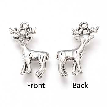 Tibetan Style Alloy Pendants, Christmas Reindeer/Stag, Cadmium Free & Lead Free, Antique Silver, 23x18x4.5mm, Hole: 2mm, about 505pcs/1000g