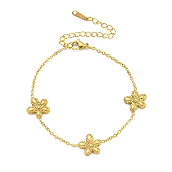 Brass Pendants Bracelets for Women, Flower, Real 18K Gold Plated, 6.89 inch(17.5cm)