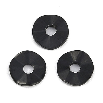 304 Stainless Steel Charms, Flat Round Charm, Black, 7x1mm, Hole: 1.8mm