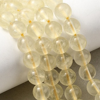 Natural Lemon Quartz(Heated) Beads Strands, Round, 8~8.5mm, Hole: 1mm, about 46pcs/strand, 14.96''(38cm)