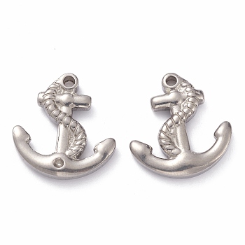304 Stainless Steel Pendants, Anchor, Stainless Steel Color, 20x19x4mm, Hole: 1.8mm