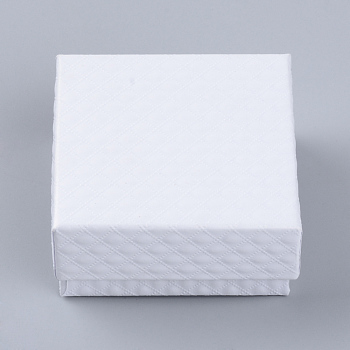 Cardboard Jewelry Set Boxes, with Sponge Inside, Square, White, 7.3x7.3x3.5cm