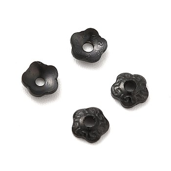 304 Stainless Steel Bead Caps, Flower, 5-Petal, Electrophoresis Black, 4x4x1mm, Hole: 1mm