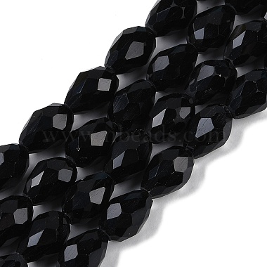 Black Teardrop Glass Beads