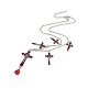 FireBrick Enamel Crucifix Cross with Plastic Teardrop Pendant Necklace & Dangle Earrings(SJEW-G081-02AS)-4