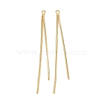 Brass Big Pendants, Tassel Charms, Real 18K Gold Plated, 63x2x1mm, Hole: 1.8mm(KK-H536-04G)