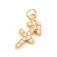 316 Stainless Steel Micro Pave Cubic Zirconia Pendants, with Jump Rings, Real 18K Gold Plated, 12 Constellation Charm, Real 18K Gold Plated, Sagittarius, 11.5x11.5x2mm, Hole: 2.5mm(STAS-K284-01F-G)