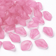 Transparent Frosted Acrylic Pendants, Petaline, Hot Pink, 24x17x4mm, Hole: 1.8mm(MACR-S371-03A-704)