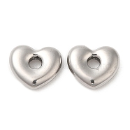 304 Stainless Steel Beads, Heart, Stainless Steel Color, 11.5x13x3.5mm, Hole: 3mm(STAS-D084-15P)