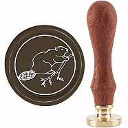 Brass Wax Seal Stamp with Handle, for DIY Scrapbooking, Beaver Pattern, 89x30mm(AJEW-WH0184-0933)